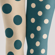 Teal Dot Pattern Tights Cream Color Block Pantyhose H68-51