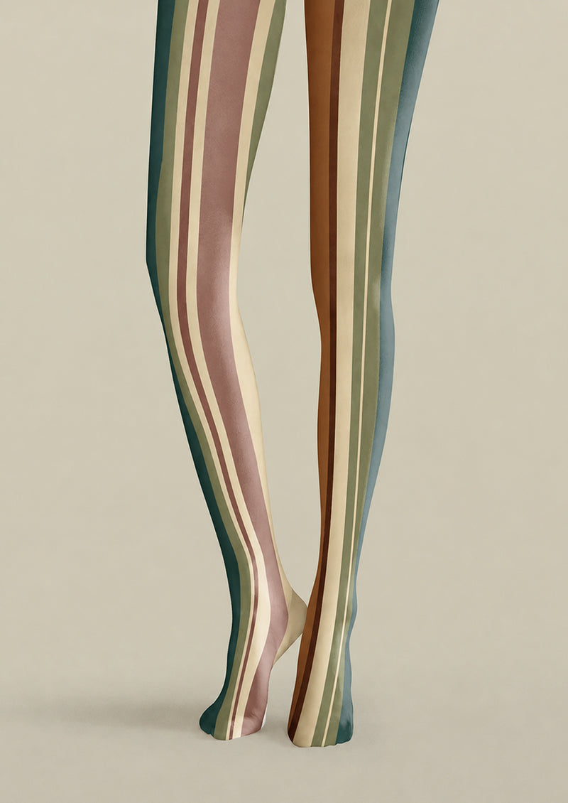 Retro Multicolor Striped Tights Everyday Pantyhose H68-53