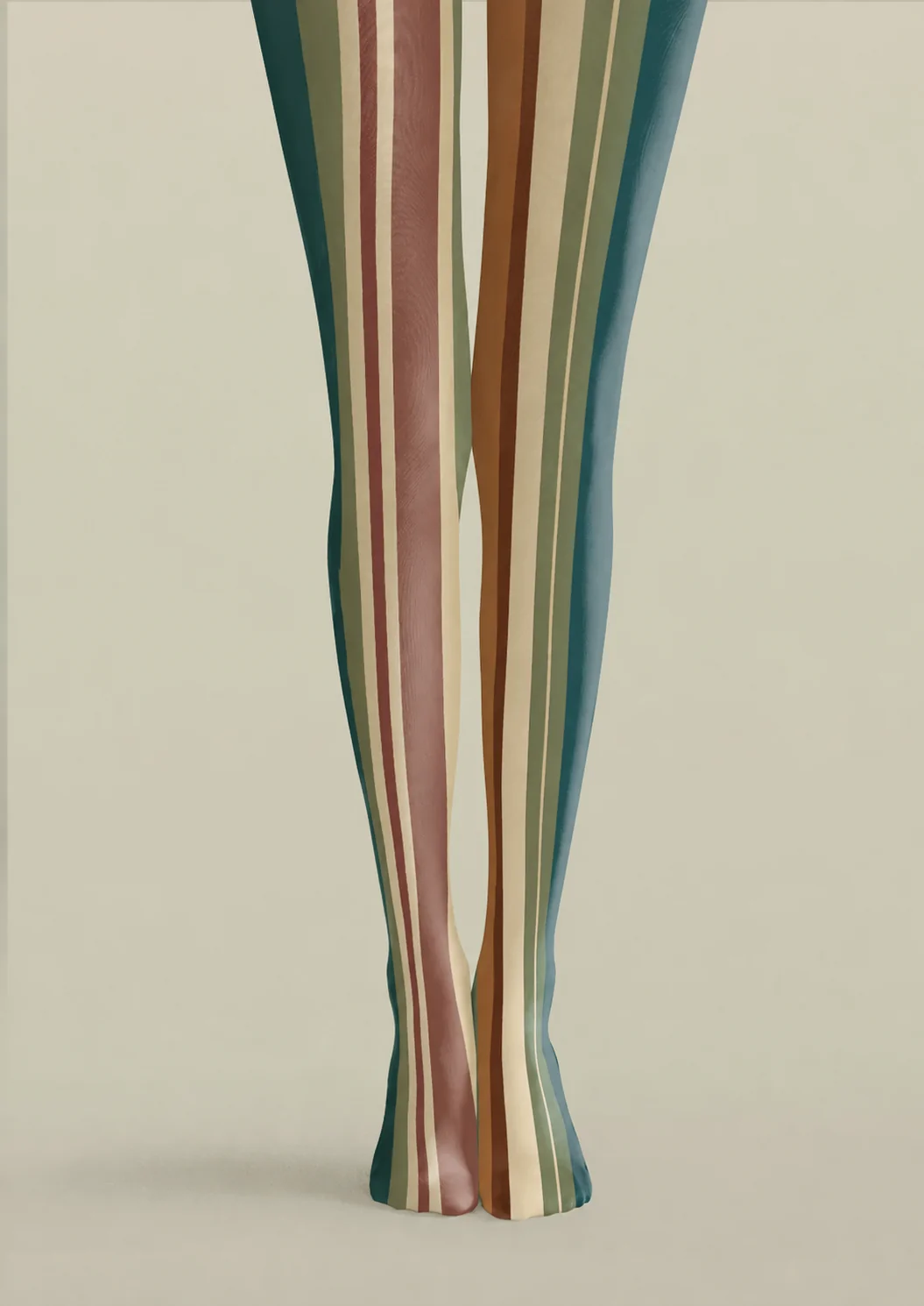 Retro Multicolor Striped Tights Everyday Pantyhose H68-53