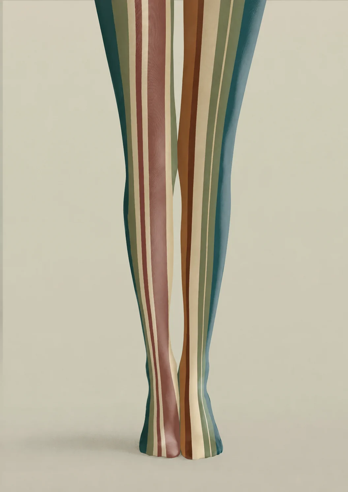 Retro Multicolor Striped Tights Everyday Pantyhose H68-53