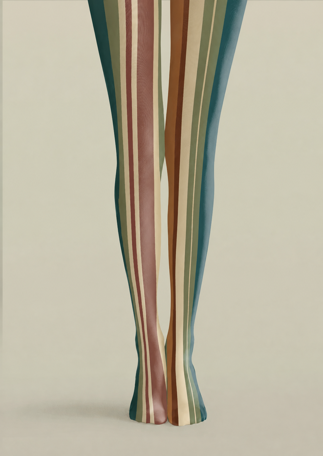 Retro Multicolor Striped Tights Everyday Pantyhose H68-53