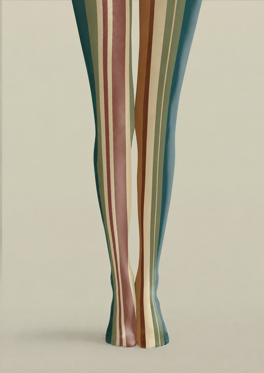 Retro Multicolor Striped Tights Everyday Pantyhose H68-53