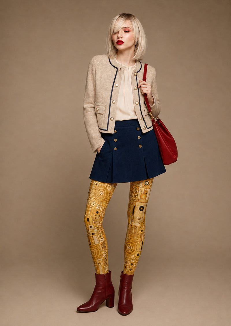 Yellow Abstract Geometric Tights Artistic Hosiery H68-55