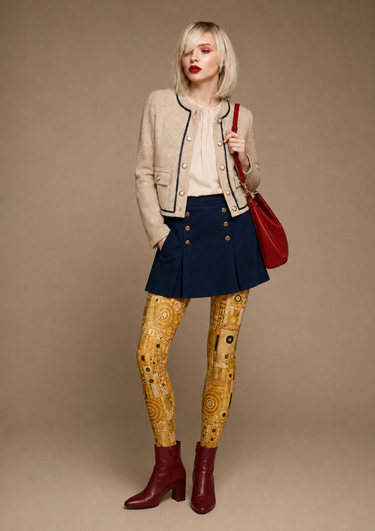 Yellow Abstract Geometric Tights Artistic Hosiery H68-55