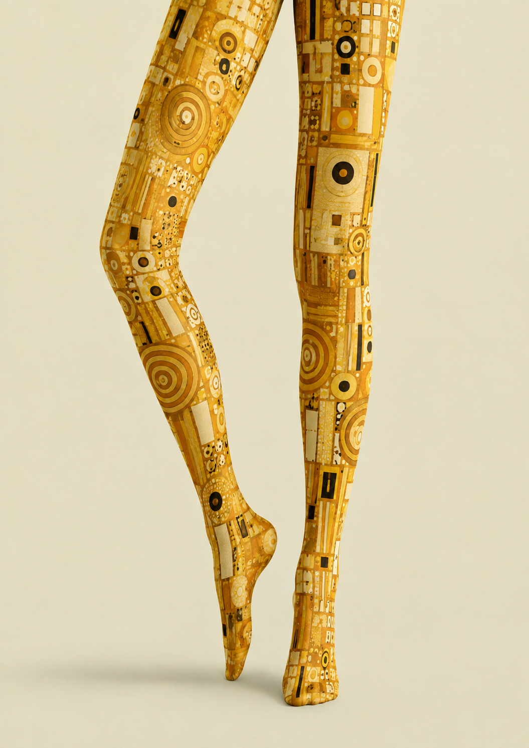 Yellow Abstract Geometric Tights Artistic Hosiery H68-55