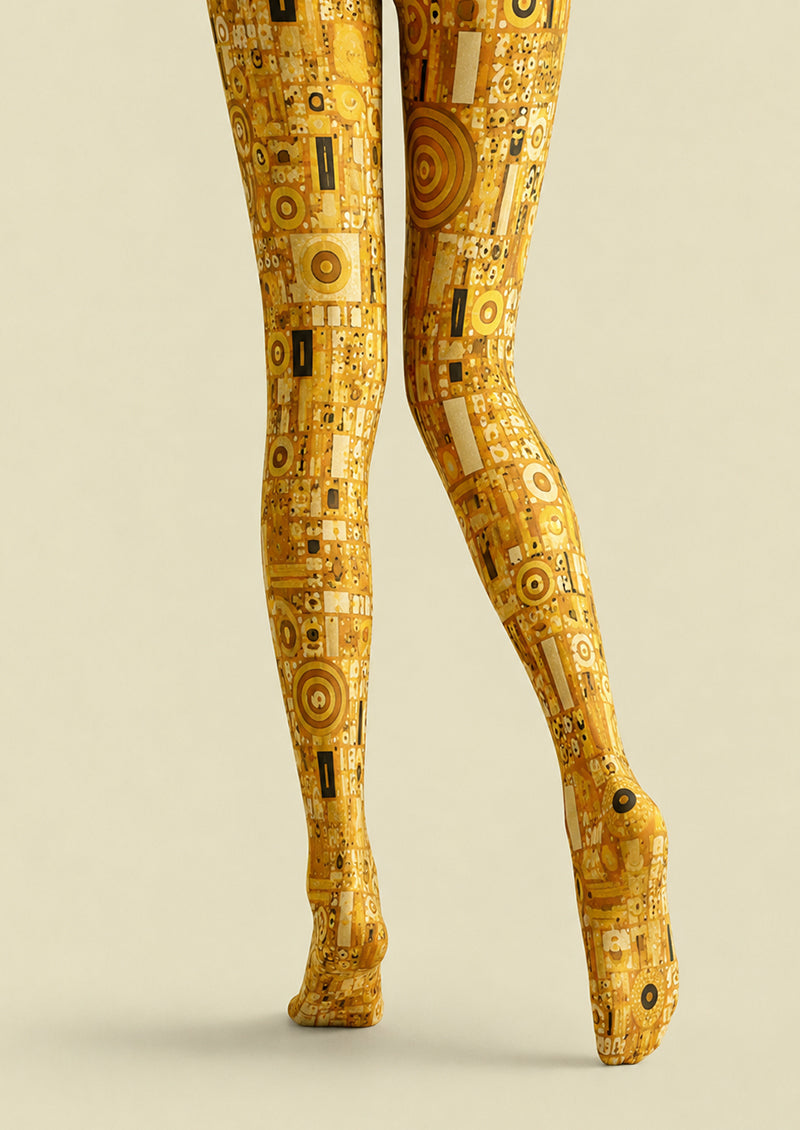 Yellow Abstract Geometric Tights Artistic Hosiery H68-55