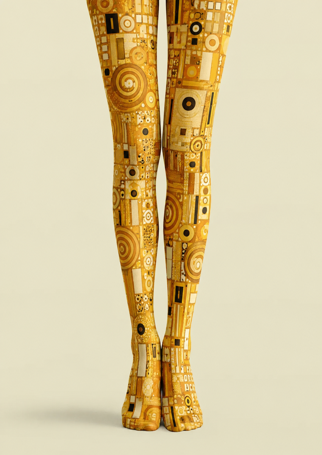 Yellow Abstract Geometric Tights Artistic Hosiery H68-55