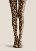Dark Brown Floral Tights Boho Botanical Hosiery H68-56