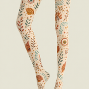 Mystical Coastal Tights Shell Moon Boho Pantyhose H68-59