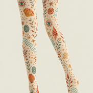 Mystical Coastal Tights Shell Moon Boho Pantyhose H68-59