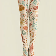 Mystical Coastal Tights Shell Moon Boho Pantyhose H68-59