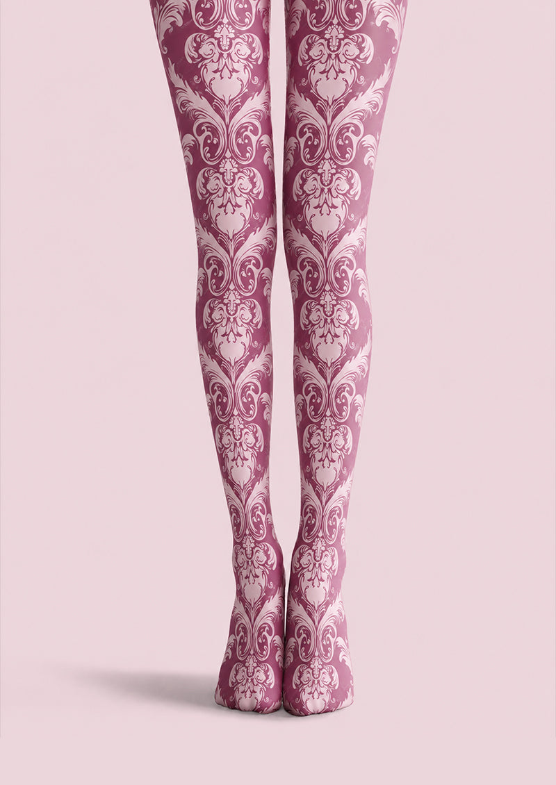 Dusty Rose Victorian Lace Patterned Tights H68-5
