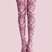 Dusty Rose Victorian Lace Patterned Tights H68-5