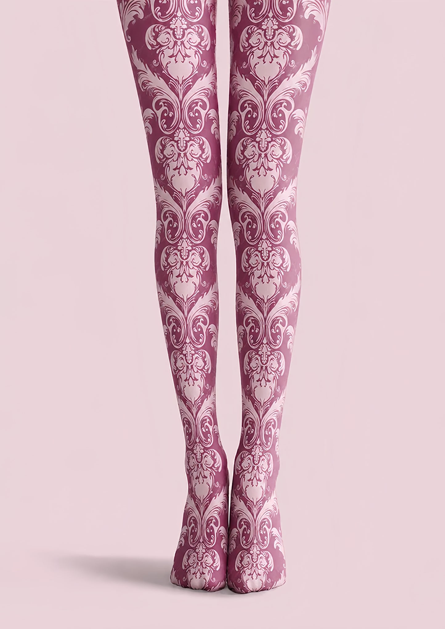 Dusty Rose Victorian Lace Patterned Tights H68-5