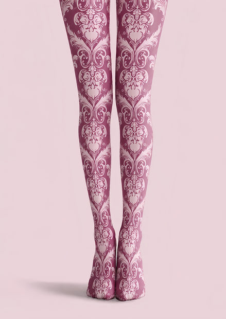 Dusty Rose Victorian Lace Patterned Tights H68-5