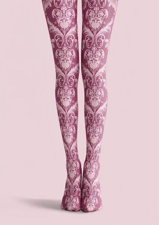 Dusty Rose Victorian Lace Patterned Tights H68-5