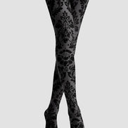 Black Damask Tights Victorian Patterned Pantyhose H68-6