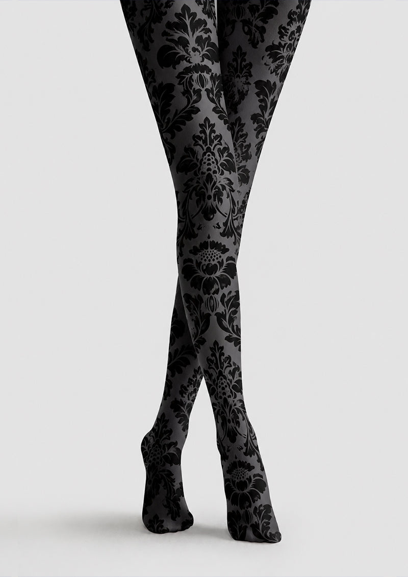 Black Floral Lace Tights Victorian Pantyhose H68-6