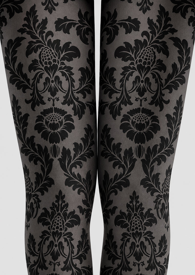 Black Floral Lace Tights Victorian Pantyhose H68-6