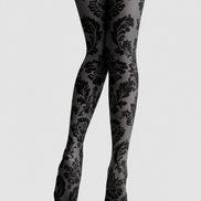 Black Damask Tights Victorian Patterned Pantyhose H68-6