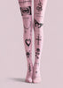 Pink Cyberpunk Tattoo Tights Gothic Graphic Pantyhose H68-61