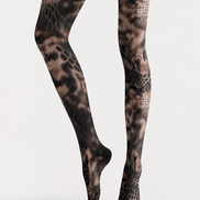 Cyber Tech Pattern Tights Black Futuristic Hosiery H68-62