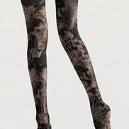 Cyber Tech Pattern Tights Black Futuristic Hosiery H68-62