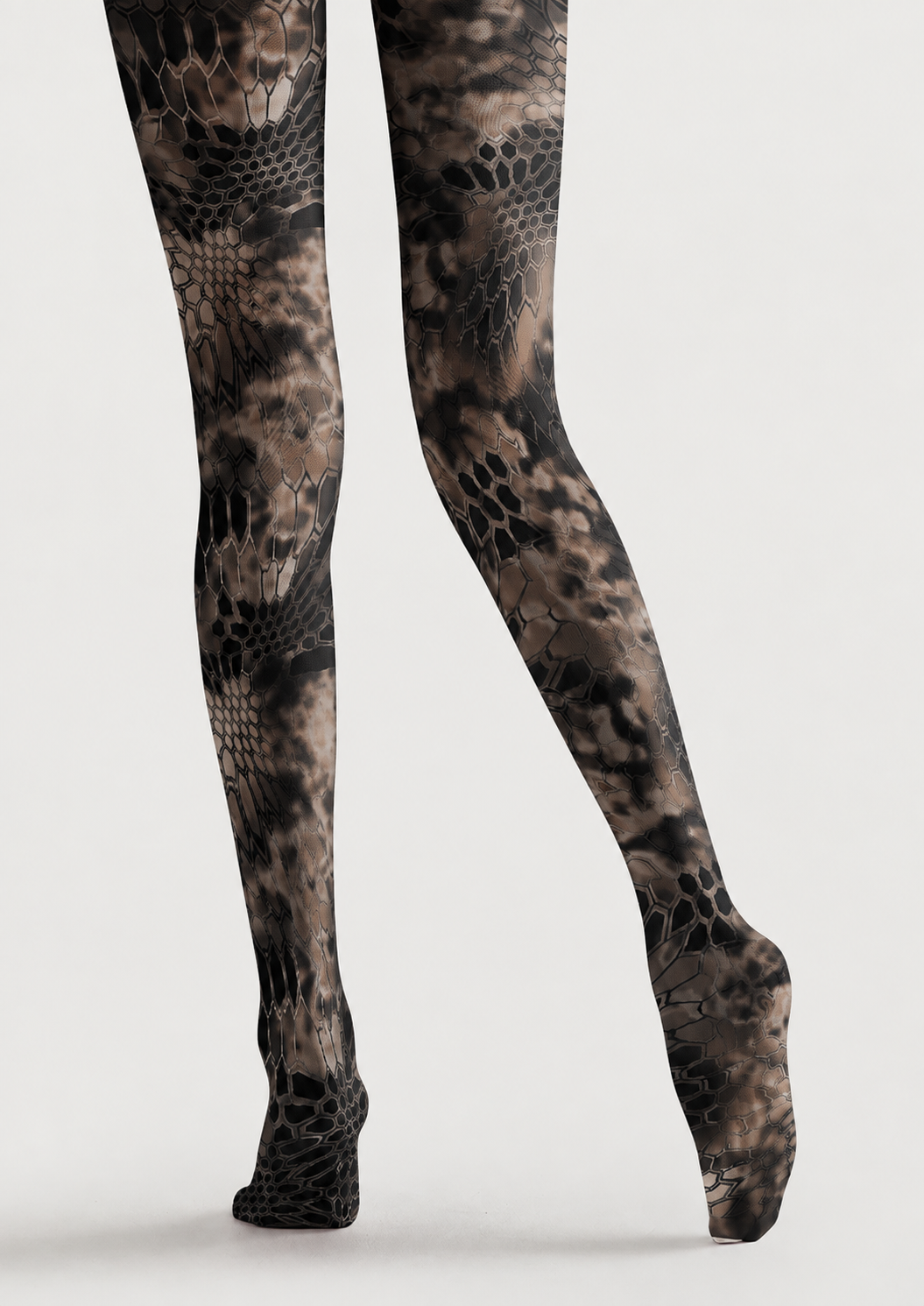 Cyber Tech Pattern Tights Black Futuristic Hosiery H68-62
