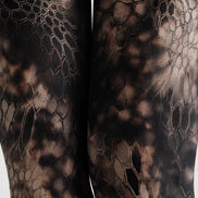 Cyber Tech Pattern Tights Black Futuristic Hosiery H68-62