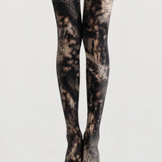 Cyber Tech Pattern Tights Black Futuristic Hosiery H68-62