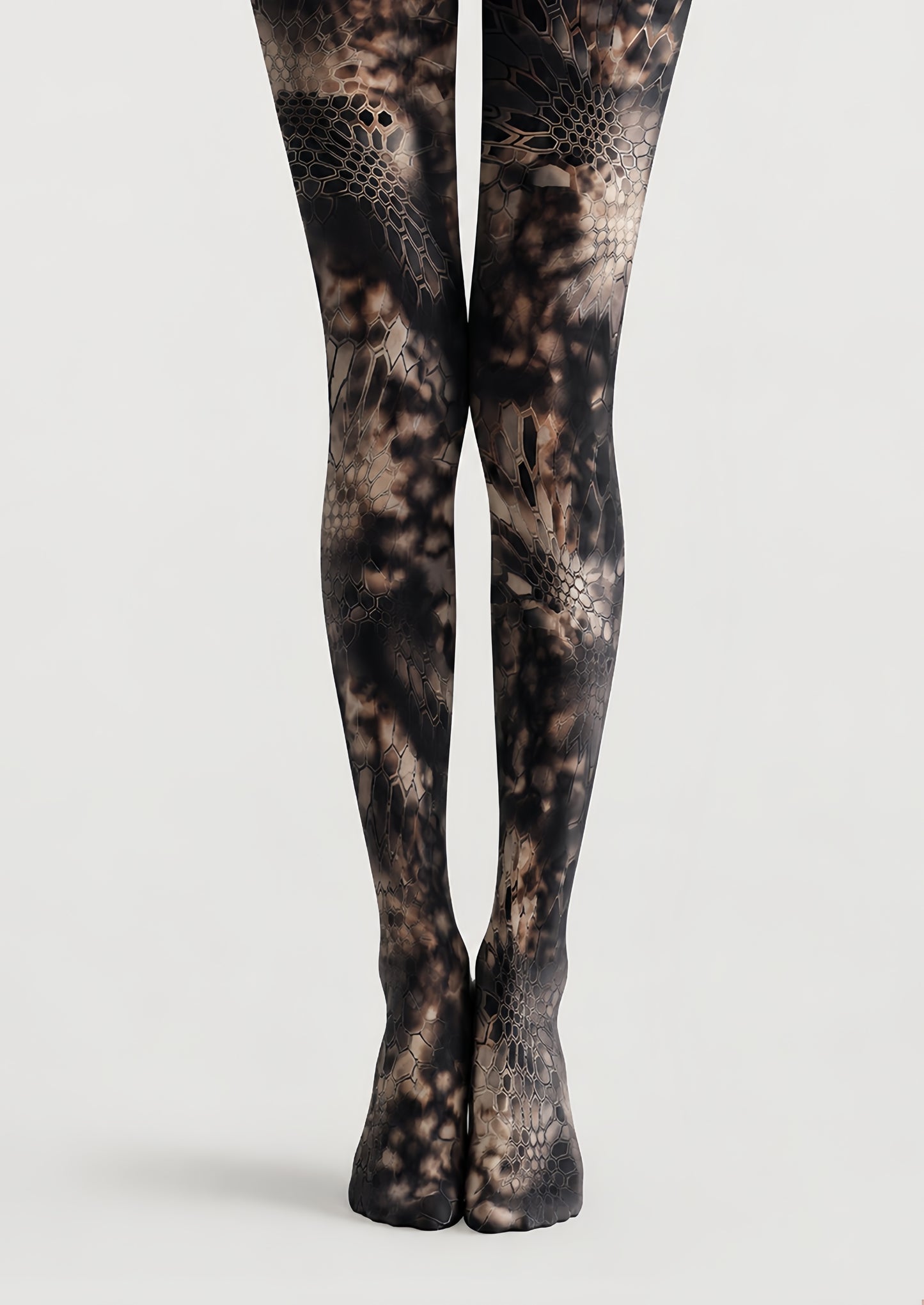 Cyber Tech Pattern Tights Black Futuristic Hosiery H68-62