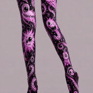 Pink Cartoon Monster Tights Creepy Cute Graphic Pantyhose H68-63