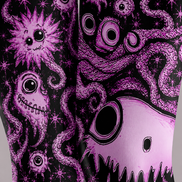 Pink Cartoon Monster Tights Creepy Cute Graphic Pantyhose H68-63