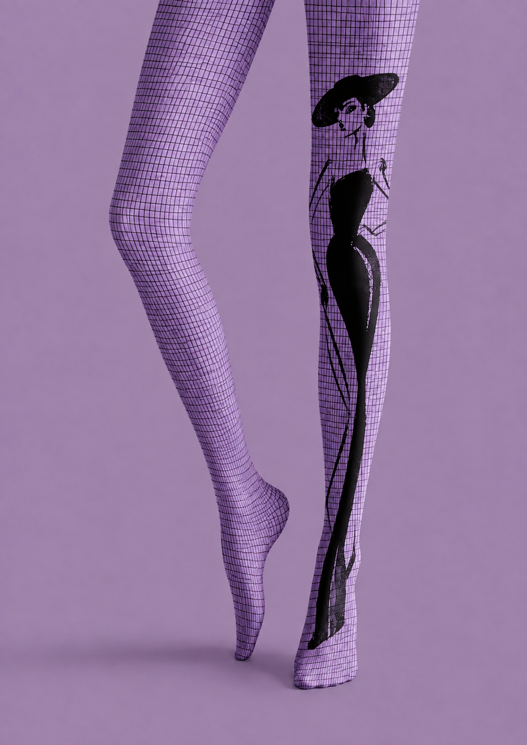 Purple Digital Art Tights Futuristic Cyber Pantyhose H68-64