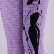 Purple Digital Art Tights Futuristic Cyber Pantyhose H68-64