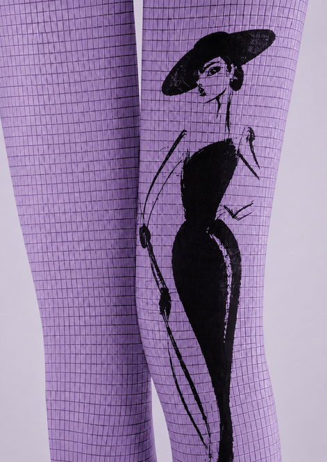 Purple Digital Art Tights Futuristic Cyber Pantyhose H68-64