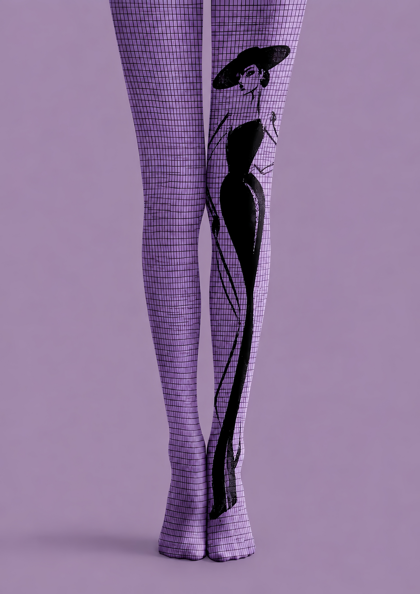 Purple Digital Art Tights Futuristic Cyber Pantyhose H68-64
