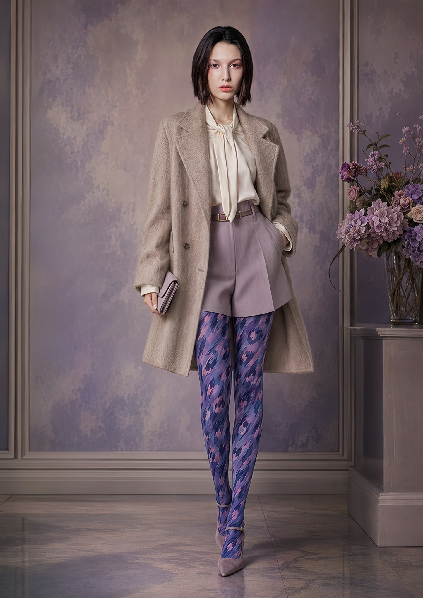 Modern Blue Leopard Tights Artistic Patterned Hosiery H68-65