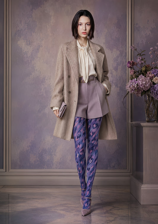 Modern Blue Leopard Tights Artistic Patterned Hosiery H68-65