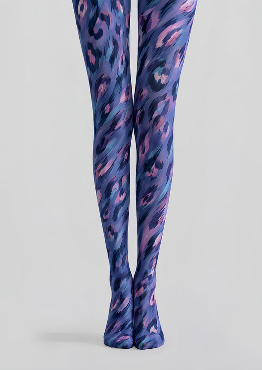Modern Blue Leopard Tights Artistic Patterned Hosiery H68-65