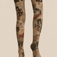 Retro Music Graphic Tights Sepia Collage Pantyhose H68-66