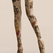 Retro Music Graphic Tights Sepia Collage Pantyhose H68-66