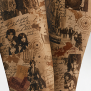 Retro Music Graphic Tights Sepia Collage Pantyhose H68-66