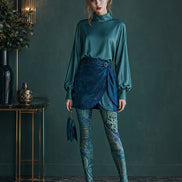 Teal Cyberpunk Tights Futuristic Graphic Pantyhose H68-67
