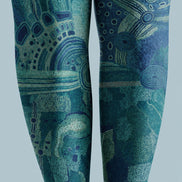 Teal Cyberpunk Tights Futuristic Graphic Pantyhose H68-67