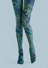 Teal Cyberpunk Tights Futuristic Graphic Pantyhose H68-67