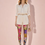 Colorful Floral Patchwork Tights Boho Artsy Pantyhose H68-68