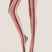 Dusty Pink Striped Tights Preppy Everyday Pantyhose H68-69