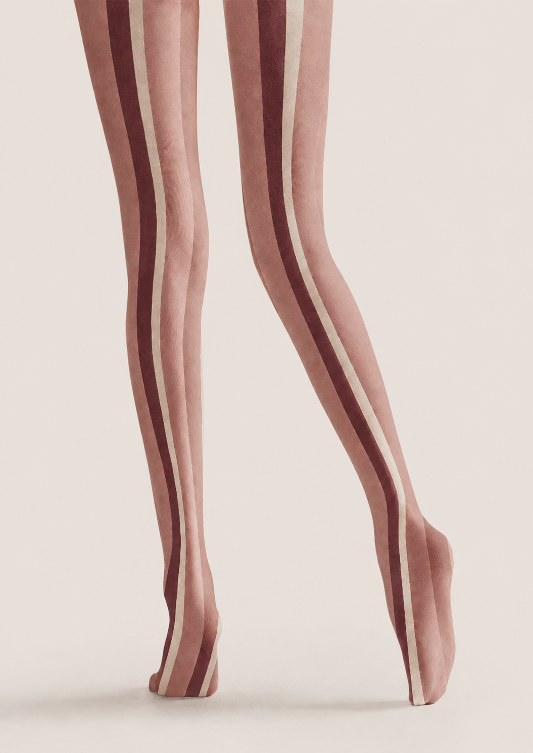 Dusty Pink Striped Tights Preppy Everyday Pantyhose H68-69
