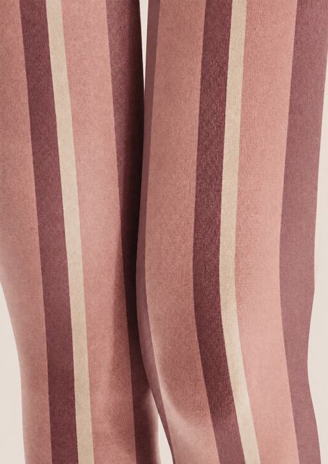 Dusty Pink Striped Tights Preppy Everyday Pantyhose H68-69